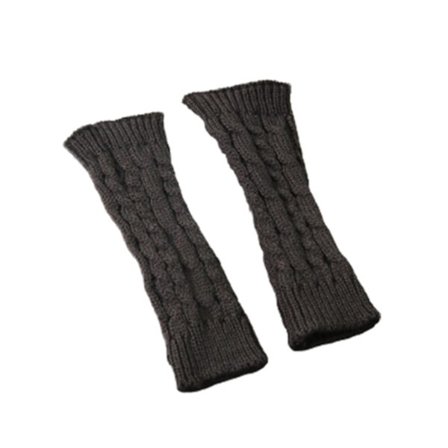 Unisex Vinter Tykke Varme Strikkede Stretch Fingerløse Halv Finger Flade Lange Handsker