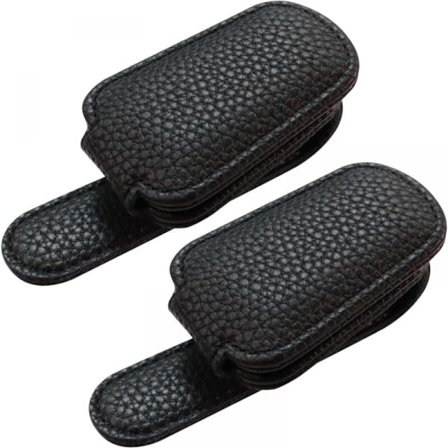 (Svart) 2 Bilglasögonhållare, Magnetisk Solskydd Glasögonhållare Cl