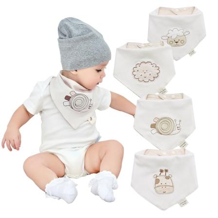 Nøytral økologisk baby-bandana sikle smekker for gutter og jenter 4 pakke morsom myk søt unisex baby teething smekker og broderi Kjønn nøytrale 