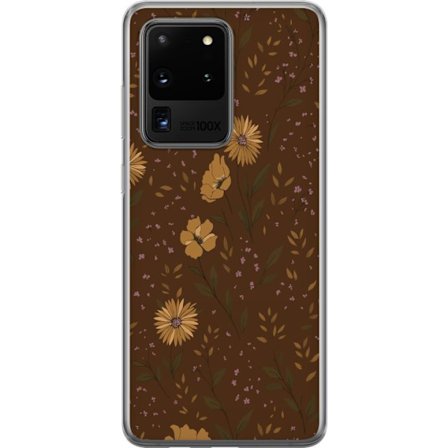 Kompatibelt Mobilskal till Samsung Samsung Galaxy S20 Ultra Bruna blommor retro blommönster blommig design 70-tals vintagestil mönster bohemisk tape
