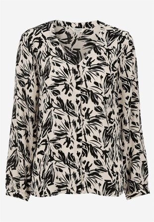 Cellbes of Sweden - Bluse med crepe kvalitet i beige / sort / mønstret til damer i størrelse 58/60