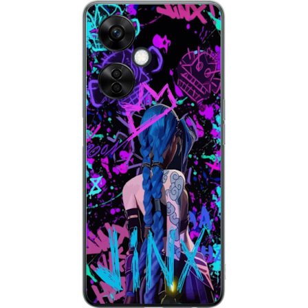 Kompatibelt Mobildeksel til OnePlus Nord CE 3 Lite Fargerik graffitiillustrasjon med en karakter med blått hår i en bygatekunststil