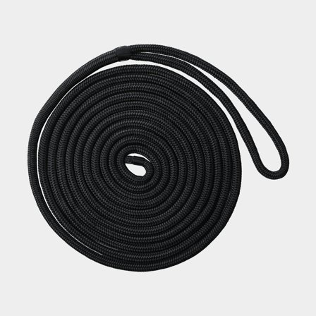 Landvast met gesplitste lus NOCK Smögen, 24-gevlochten polyester, Ø16 mm, 2 meter, zwart