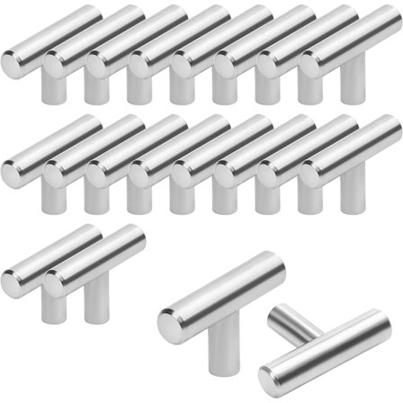 Pakke med 20 kjøkkenskaphåndtak - 50mm rustfritt stål T-formet