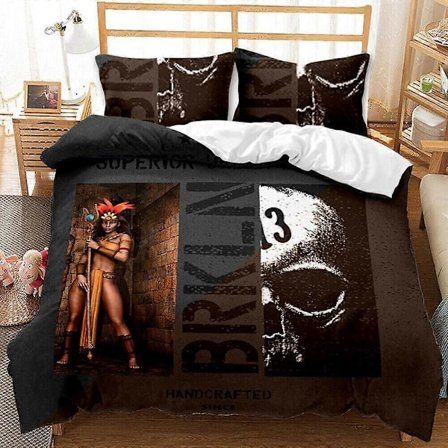 v1183 Sengetøj Kranie Skønhed Skelet Print Dynebetræk Sæt Boligtekstiler 3-delt Sengesæt (1 Dynebetræk + 2 Pudebetræk) Sengetøj gty11