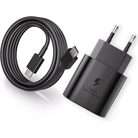 Hurtiglader for alle Samsung-modeller med 2 m lang USB-C-kabel Svart
