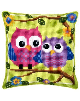 Broderikit Kudde Par i ugglor