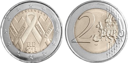 Frankrig 2014 - Verdens AIDS-dag - 2 Euro