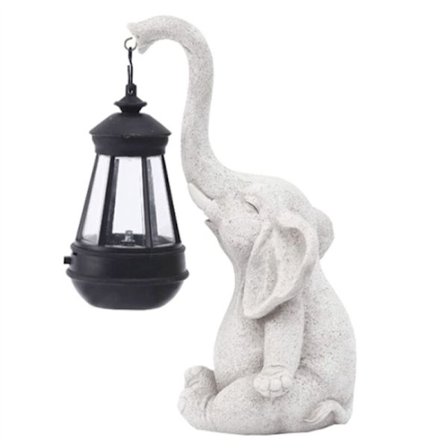 Elefant Solar Lampe Dekorasjon Vanntett Solid Resin Håndverk Elefant Ornament Statue Gård Balkong Hage Figur Lampe A