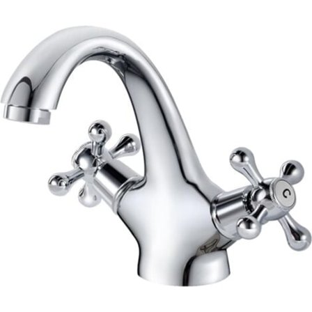 Retro Tvättställsblandare, Dubbelgrepps Tvättställsblandare, Badrums Tvättställsblandare, Tvättställsblandare med Varmt och Kallt Vatten Tillgängligt,