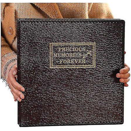 Fotoalbum med selvklebende lærdeksel og magnetisk lukking