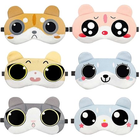 6 stk. Søt Katte Silkeøyemaske for Sovende Kvinner, Silke Søvnmasker for Kvinner, Slip Silke Søvnmaske db