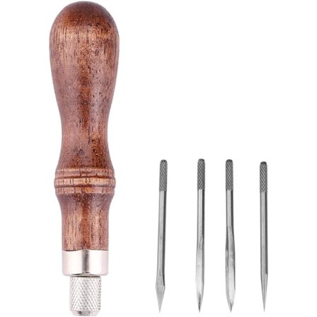 Nahkaompelu-ulna, 4 in 1 puukahvainen nahkaompelu-ulna DIY L