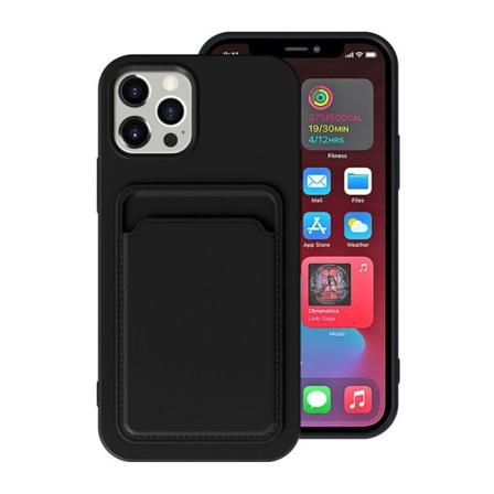 iPhone 15 Ultra Mobilskal Silikon med Korth llare - Svart Black