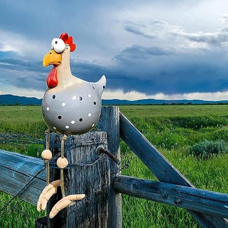 1 kpl Kana Puutarhakoriste, Hartsi Kana Patsas Hauska Puutarhakoriste Kana Muotoinen Eläinhahmo Veistos Puutarhaan, Pihalle, Terassille (Harmaa)