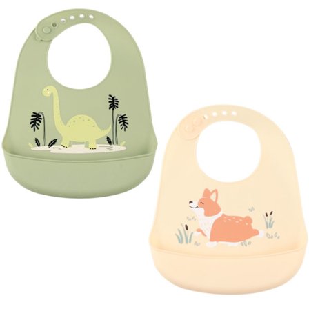 2PCS Baby Silikon Haklappar Barn Förkläde Pick Rice Pocket