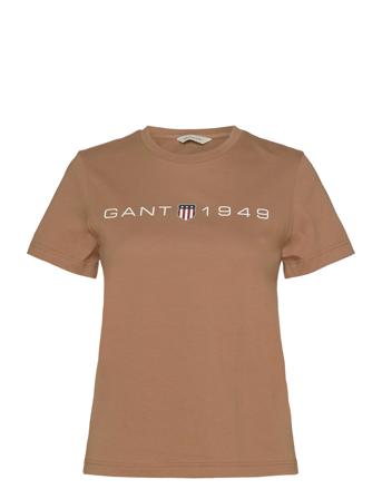 Reg Printed Graphic T-Shirt T-shirts & Tops Short-sleeved Brun GANT*Betinget Tilbud