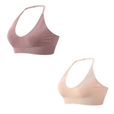2 stk. Halterneck Sports-BH for kvinner Ryggløs Dyp V-utringet Sportsbustier Polstret Sexy Gym Push Up Uten Spile BH Crop Top Ryggløs Justerbar Stropp