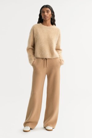 Soft Goat - Brushed Crewneck - Women cashmere sweater - L - Camel
