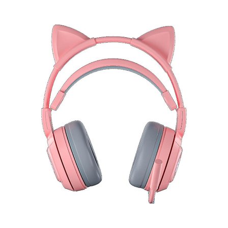 Glowing Cat Ears Kabelansluten dator Ps4 Gaming Headset Rosa Gaming Headset - USB Kabelanslutna Kitten Hörlurar för PC/mac/ps4/ps5 med surroundljud