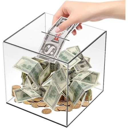 Spargris for voksne Klar akryl pengesparing Bank Bursdagsgave å åpne Klar akryl med nøkkel Spargris Spargris for gjenbruk
