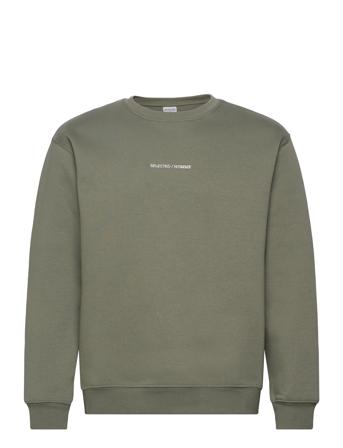 Slhhankie Logo Crew Neck Sweat W Noos Sweat-shirt Genser Kakigrønn Selected Homme*Betinget Tilbud