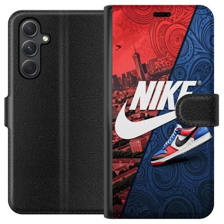 Samsung Galaxy A25 Tegnebogsetui Nike Logotyp Röd Blå Sneaker Stil Sport Fashion Populärt
