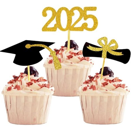 2025 Dimissions Cupcake Toppers, 60 STK Mad/Appetizer Picks Til Dimissionsfest Mini Kage Dekorationer, Eksamensbevis, 2025, Dimittend Hue Sæt 48 