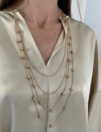 Bud to rose Bead Layer Necklace Gold - Gold - ONE SIZE