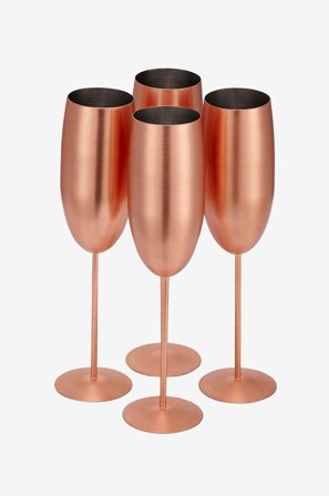 Oak & Steel - Champagneglass matt 4-pakning - Rosa - Vinglass - Fra Homeroom