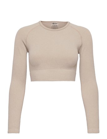 Ribbed Seamless Crop Long Sleeve Pink Aim ́n