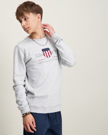 GANT Archive Shield Crew Neck Sweatshirt Grå Tröjor Kille - Kids Brand Store