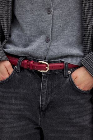 Premium Selection Smalt läderbälte - Bälten & skärp - Burgundy - S / M