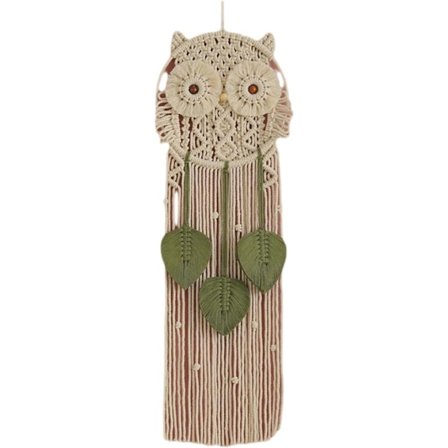 Ugle makramé veggkunst gobelin - Bohemsk stil ugledekor for stue, barnerom, soverom, bad og spisestue
