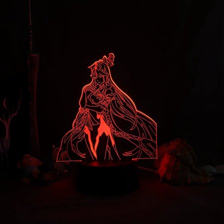 Genshin Impact 3D LED -tunnelmavalaise Illuusio Auringonlasku Lamppu Kuuma Anime Hahmo Peli Yövalo Sisätilojen Makuuhuoneen Sisustukseen Indie Lasten 