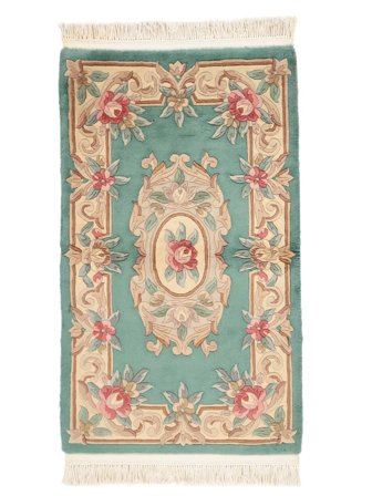 Tappeto Orientale Cinesi 90 Line 91X152 Verde/Marrone (Lana, Cina)