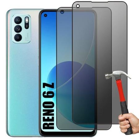 [2 styk] Anti-spion hærdet glas til OPPO Reno 6 Z 5G stødsikker beskyttelse Svart
