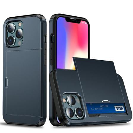 Iphone 13 - Armor Skal - Korthållare - Blå Blå