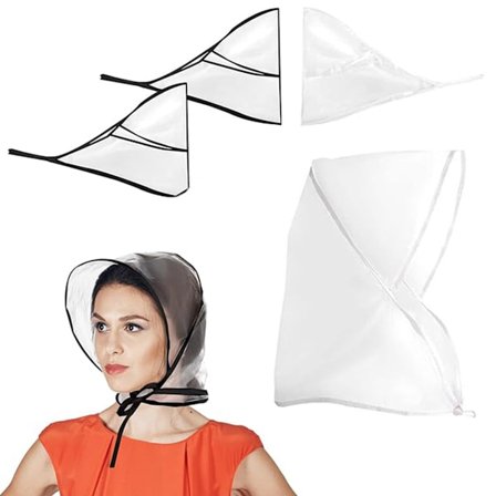 Vandtæt hat pakke med 4 regnslag hold dit hår tørt klart syn regnhat hovedparaply foldbar vindtæt og vandtæt unisex regn sort hvid