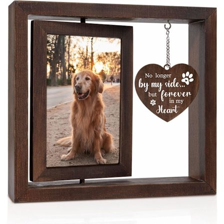 Kæledyrsminde fotoramme: Roterende træramme til 5x5 billede, Sympatigave ved tab af hund eller kat