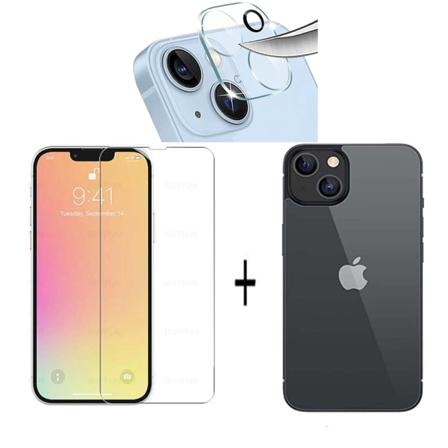3in1 iPhone 14 Plus Fram- & Baksida Kameralinsskydd 0,3mm Transparent