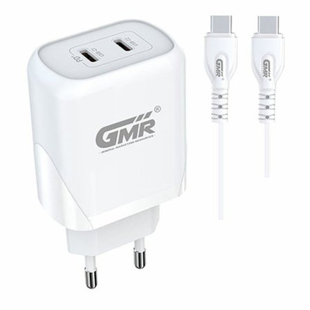 USB-C seinälaturi 40W - Goms - USB-C x 2 - 40W - Valkoinen - Kompakti - Enchu