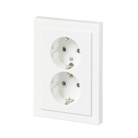 ABB 302EUJT-884 Stikkontakt 2-veis, hvit, jordet, Strømbrytere & vegguttak
