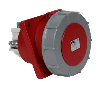 Garo UISV 263-9 S Paneluttag IP67, 3-polig, 63A, sned Röd, 9 h, Anslutningsdon & kablar