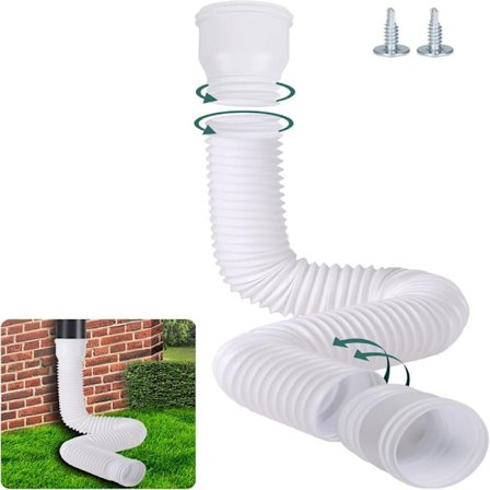 Joustava syöksytorven jatke, pyöreä jatkosarja 80/100 mm syöksytorville, syöksytorven jatko 47–150 cm (valkoinen, 1