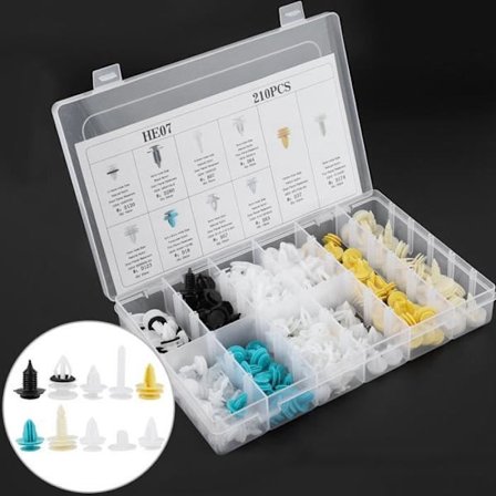 Qiilu 210-delt dørkledningsklipssett, bil dørkortpanelkledningsklips, festenaglesett