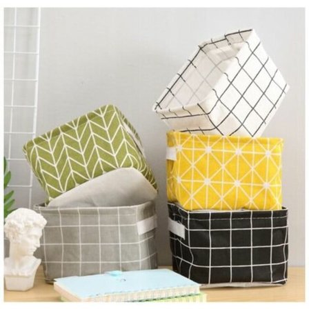 Opbevaringskurve i stof med ramme, opbevaringsposer i stof, tøjkurve, forskellige kurve, 20*14*16cm