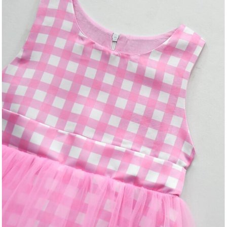 Rosa mesh skjørtkjoler for barn med gratis tilbehør