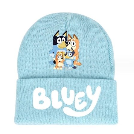 Bluey Cartoon Stickad Mössa Vintermössa Barn Present #3
