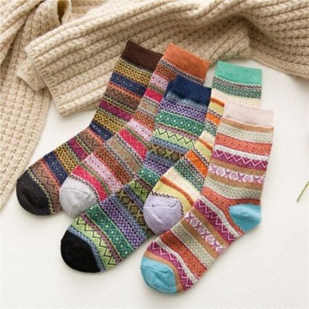 5 Paar Damen Damen dicke Wintersocken warme Wolle nordische Wolle Socke weich